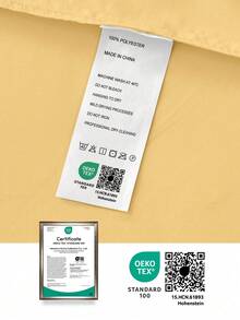 1pc Solid Color Pillowcase, Without Pillow Insert, Soft, Wrinkle-Resistant, Fade-Resistant, Breathable, No Filling, Machine Washable, Oeko-Tex Certified - Buff Yellow - View 9