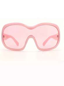 1 buc Ochelari de soare la modă supradimensionați pentru toate anotimpurile pentru femei, ochelari de soare concavi personalizați în stil stradal Y2K, ochelari de soare personalizați europeni și americani în stil stradal Ins, ramă și lentilă roz, ochelari de soare la modă pentru femei Y2K