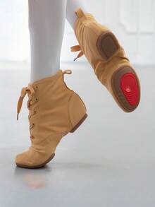 1 Paio di Stivali da Ballo Jazz Alti Cammello, Scarpe da Ballo con Suola Morbida per Donne, Pratica di Ballo all'Aperto in Inverno, Nuovo Design - Cachi - Visualizzare 8