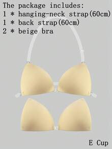 ideaCCSZ 粉色三角杯隐形文胸，法式提拉文胸，适合搭配无肩带晚礼服，C D E F 大杯深V设计提拉胸部自粘式，前扣隐形硅胶乳贴，可重复使用的女士内衣及内衣配件 - 彩色 - 查看 36