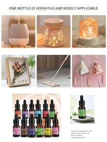 1 Botella difusor de gotero de aceite esencial + 1 humidificador de cristal, aceite esencial, humidificador/difusor de aromaterapia/piedra aromática/ambientador de coche, aromaterapia para relajar el dormitorio, fragancia duradera de incienso, rosa y limón aceites esenciales de plantas