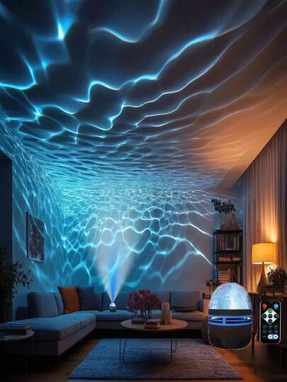 1pc Remote Controlled Water Ripple Projection Light, Reflection LED Magic Ball Night USB Powered, Indoor Glow In The Dark Home Theater Ceiling ation, Bedroom Holiday Wand ations, Birthday view 6
