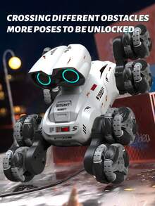 1pc 8WD Remote Control Stunt Car (For 6-13 Years Old Boys, Children's Birthday Gift), Wally Robot Toy With Auto Demo Function, 360° Rotation, LED Eyes, Music Player, 2.4GHz 8-Wheel Drive Stunt Car, Handheld Remote Control Climbing Toy, Best Christmas/Birthday Gift For 4-5-6-7-8-9-10-11-12 Year Old Boys (Blue, White, Green, Orange) - Multicolor - View 8