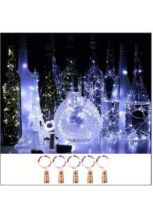 [1/3/5/12 Packs & 3 Modes] Fairy Lights Battery Powered 7FT 20LED Twinkle Lights Battery Mini Lights Small LED String Lights Waterproof Silver Wire For Indoor Mason Jar DIY Wedding Christmas Decor, (White)