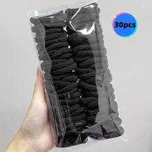 SGIAWETA-30 Pcs.Seamless Elastic Women's Hair Bands - Thick, Telescopic Hair Bands Ponytails With Geometric Patterns, Suitable Thick Curly Hair, Available In Several Colors - Birthday - Black - View 6