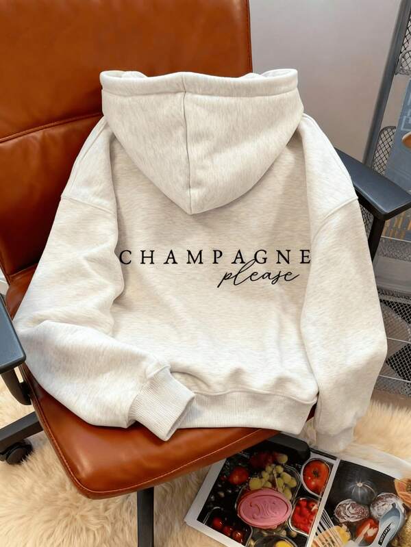 Sudadera con capucha casual de mujer LOVE JOYY con gráfico de letras sueltas, atuendos para graduación, regreso a la escuela, atuendos de maestro para mujer, conjunto de otoño con pullover