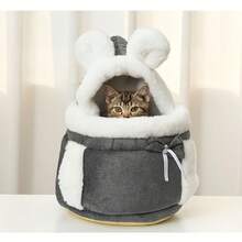 Tragbarer Winter-Warmrucksack für Katzen und kleine Hunde mit weich thermisch gefütterter, ergonomischer Konstruktion und sicherem Geschirrsystem - bequemer Haustier-Rucksack mit Aufbewahrungstaschen und Sicherheitsschnalle, geeignet für Reisen und Outdoor-Aktivitäten