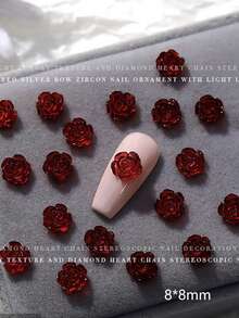 150pcs Camellia Nail Art Decorations, 3D Holographic Watercolor Rose, White Rose, Assorted Sizes Flower Nail Art Accessories Nails - Multicolor - View 5