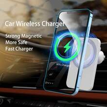 Magsafe Wireless Car Charger, Magnetic Car Phone Holder Mount, Compatible With IPhone 16/15/14/13/12 Series, Fast Charging, Car Accessories - White - View 2