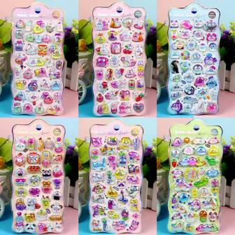 3D Stereoscopic Rainbow Embossed Crystal Stickers, Cartoon Cute Animal Handmade Stickers, Reward Stickers, Phone Stickers, Water Bottle Stickers