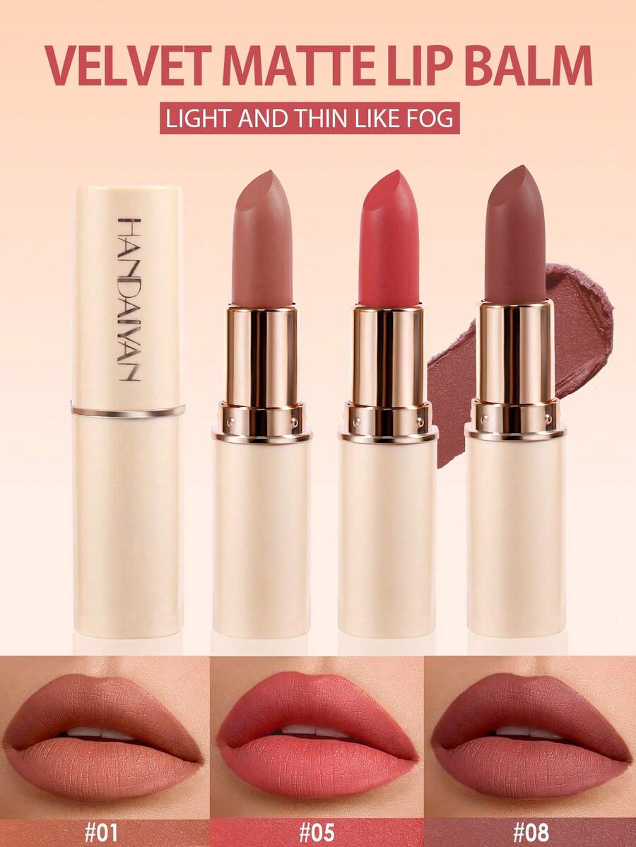 HANDAIYAN 哑光唇膏，丝绒质地，持久不脱妆，防水防晕染，唇彩效果出色，适合日常妆容、节日派对、校园舞会、万圣节、圣诞节、秋冬季等场合。 - 08# - 查看 1