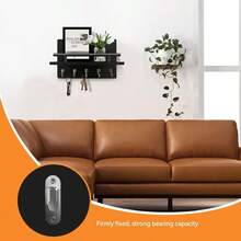 Key Holder Wall Mount Decorative Key Rack With Shelf 5 Sturdy Hooks Rustic Key Hooks For Wall For Mail Organizer Hanging Dog Leash Glasses Wooden Key Hanger With Mounting Hardware - 黑色 - 查看 8