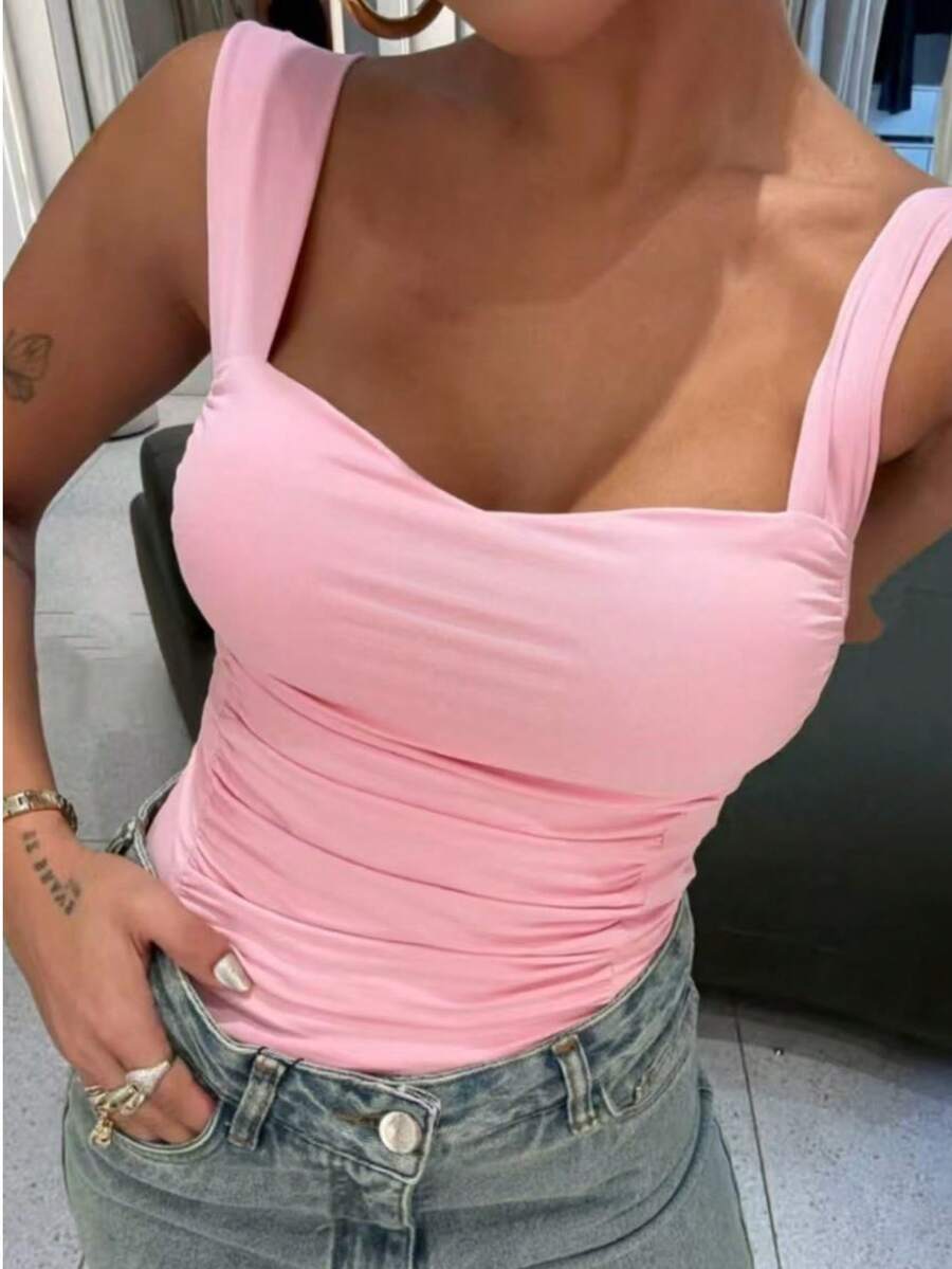 Fkmoda Polyamide Tank Top Bodysuit - Màu Hồng baby - Xem 1