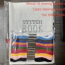 [Sewing Book]Portable Mini Sewing Tool Set, Including 18 Embroidery Needles, 12 Strands Of Sewing Thread, And A Colorful Sewing Book, Comes With A Durable Fabric Box, Essential For Beginners And Enthusiasts, Handicraft Essential Item, Embroidery Thread Book| Portable Sewing Tool Set| Durable Fabric Box, Sewing Accessories (Note: This Product Requires You To Complete Embroidery Yourself; Detailed Instructional Videos Or Product Guides Are Available) Lightweight And Practical, Great Gift For Mother's Day - Sách may + bộ dụng cụ may - Xem 10