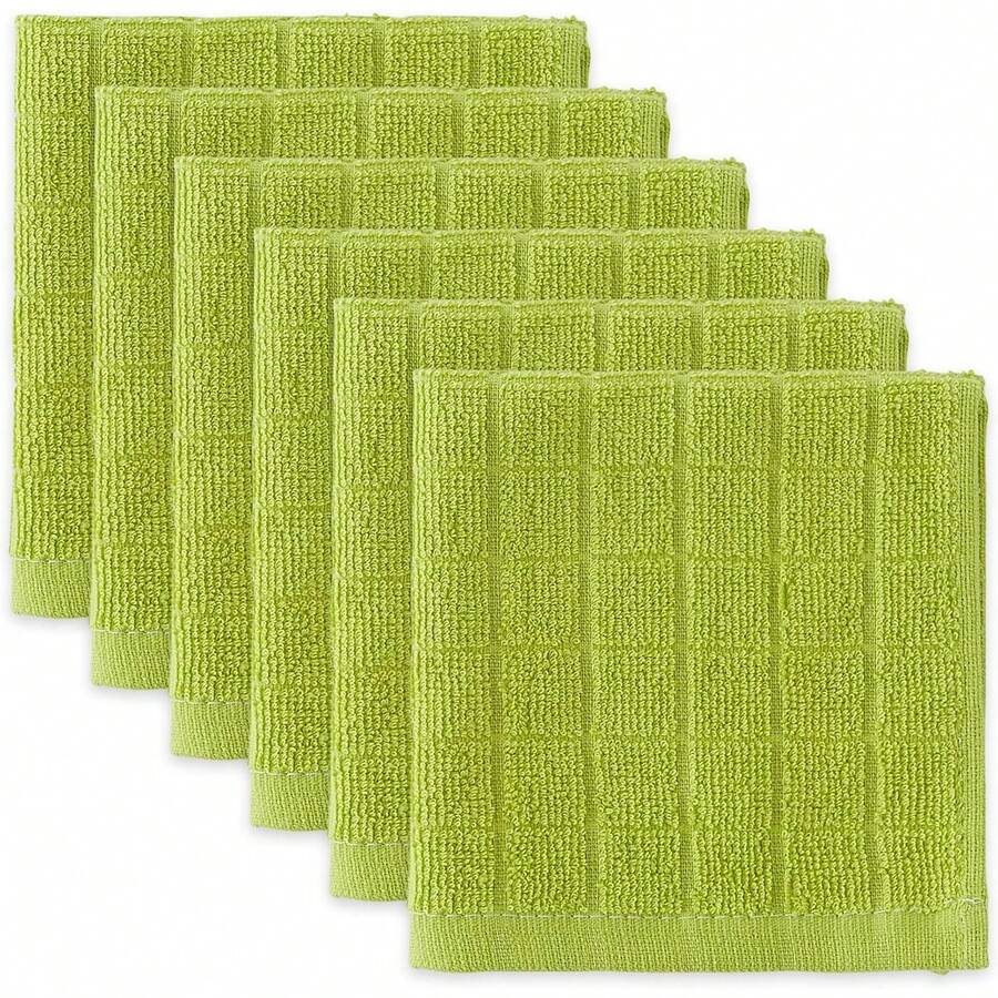 Basic Terry Solid Windowpane Dishcloth Set, 12x12, Red, 6 Piece, 2025 - Avocado - View 1
