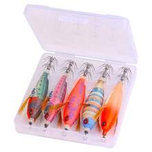 HENGJIA 5pcs/Lot Transparent Storage Box Case Squid Lure Jig Baits Squid Jig Wood Shrimp Jigs Hook - Multicolor - View 11