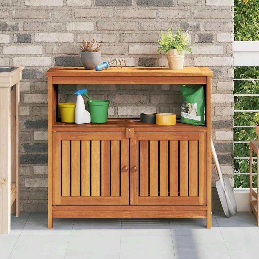 vidaXL Garten-Konsolentisch 80x35x75 Cm Massivholz Akazie - Yellow - View 1