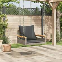 vidaXL Hängesessel Mit Kissen Grau 63x62x40 Cm Poly Rattan - Grey - View 3