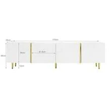Móvel para TV com acabamento brilhante, quatro portas, design moderno e minimalista, na cor branca. - Branco - Ver 7