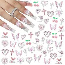 24Pcs Y2K Alloy Nail Art Rhinestone Decorations, 3D Heart Star Bow Cherry Nail Gems Shiny Jewelry Nail Art Accessories Nail Supplies Nails Nail Charms