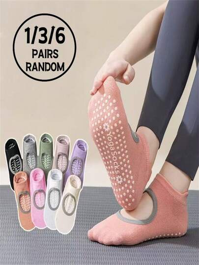 1 Pair/ 3 Pairs/ 6 Pairs, Spring/Summer/Autumn Styles, Random Candy Color Knot, Fashion Personalized, Socks For Girls And Boys, Campus Parties, Daily Home Casual Wear, Essential Soft And Comfortable For Women And Men, Couples, Hollowed Out Backless Yoga Socks
