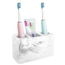 Electric Toothbrush Holder, 3 Slots Large Marble Toothbrush Toothpaste Stand, Resin Storage For Bathroom Accessories Vanity Counter Sink Organizer Caddy Marble Style- Ink White{Inchsize_nameinch:Inch3Slotsinch,Inchcolor_nameinch:InchInkWhiteinch} - Mực Trắng - Xem 1