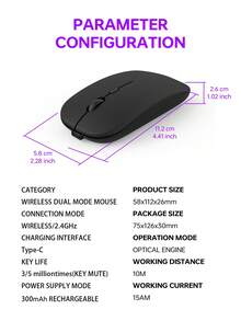 Upgrade Your Computer Experience With Rechargeable Wireless Mouse - 2.4Ghz Silent For Optical Mouse For Laptop - Dark Grey - View 9