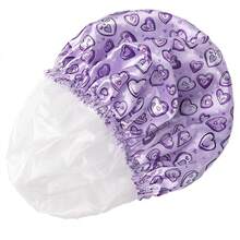 Gorros de Ducha para Mujeres, 4 PCS Gorros de Baño Elásticos y Reutilizables, Gorro de Ducha de Doble Capa Impermeable, Gorros de Baño, Gorro de Baño para el Cabello de Protección Ambiental - Color Sólido - Corazón - Ver 9