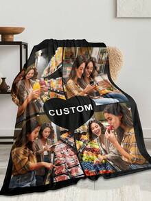 1pc Custom Photo Text Flannel Throw Blanket 280GSM, Personalized Soft Cozy Warm Comfortable Lightweight Blanket, Machine Washable All Seasons Suitable Flannel Blanket, Portable Travel Camping Car Office Sofa Bed Couch Blanket, Great Gift For Men Women Mom Dad Couples Grandmother Grandfather Son Daughter Brother Sister Wife Husband Coworker Colleague Teacher , Birthday Anniversary Christmas Valentine's Day Mother's Day Father's Day Graduation Halloween Women's Day Thanksgiving Teacher Appreciation Week International Nurses Day Back To School National Es Day Boss's Day Independence Day Gift, Ideal For Relaxing Lounging Snuggling Decorating Gifting, Customizable With Your Favorite Photos Messages Names, Ultra Soft Plush Feel, Durable Easy Care Fabric, Versatile Home Travel Use, Heartwarming Sentimental Practical Present - style-5 - 查看 2
