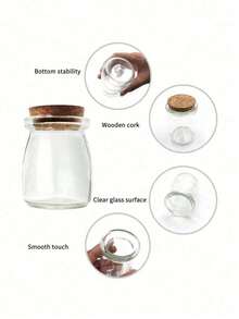 6 piezas Botellas pequeñas de pudín resistentes al calor de 100ml, Botellas de yogur, Frascos Mason con tapa de corcho, Tazas de mousse, Frascos Mason estrella de la suerte, Botellas de vidrio mini para deseos, Saleros de baño, Saleros para mascarillas faciales, Frascos dispensadores, Botellas dispensadoras de velas - Multicolor - Ver 5