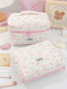 Bộ 1 túi đựng đồ trang điểm và mỹ phẩm hình trái tim và nơ màu hồng, Túi đựng đồ đa năng dung tích lớn dễ thương cho bé gái, Túi đựng đồ trang điểm, Túi đựng bút chì có khóa kéo để đựng mỹ phẩm, dầu dưỡng môi, kem chống nắng, kem dưỡng da tay, tai nghe, tiền xu, văn phòng phẩm, khăn vệ sinh, băng vệ sinh, vật dụng nhỏ, đồ dùng cần thiết khi đi du lịch, quà tặng cho mẹ, quà tặng cho giáo viên, quà tặng cho bạn thân - Hồng - Xem 19