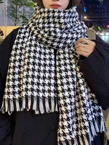 1pc/2pcs Set Windproof Warm Casual Hat & Scarf, Knit Hat, Versatile Plaid Knit Scarf Winter Gear Valentines Gift - Multicolor - View 6