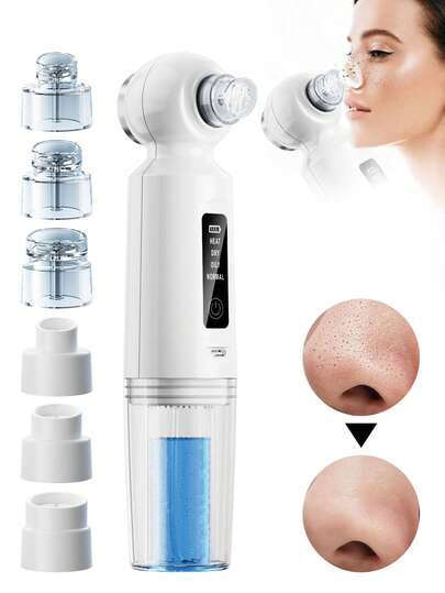 HYUNDAI Blackhead Remover Vacuum With 6 Heads And Hot Compress For Pores, Facial Vacuum Pore Cleaner, Electric Suction Portable Personal Use Electric Acne Pore Cleaner Usb Rechargeable Pore Cleaner For Facial Cleaning And Pimple Removal