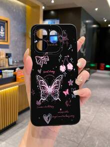 1个蝴蝶樱花图案UV印刷防摔手机壳，兼容三星/Galaxy/Infinix/红米/OPPO/vivo/Realme等安卓机型 - 黑色 - 查看 9