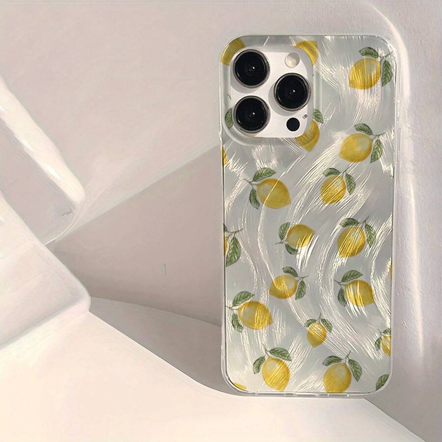 Una funda de teléfono de verano con patrón de limón a la moda, con características impermeables, anti-huellas y resistentes a los arañazos, compatible con  16/16 Plus/16 Pro/16 Pro Max/ 15/15 Plus/15 Pro/15 Pro Max/ 14/14 Plus/14 Pro/14 Pro Max/ 13/13 Pro/13 Pro Max/ 12/12 Pro/12 Pro Max/ 11/11 Pro Max/11 Pro. - Colores mixtos - Ver 1