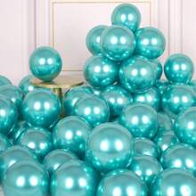 5/10/12 Inch Green Party Balloons, 30-150pcs, Blue-Green Metallic Helium Shiny Thick Latex Balloons, Perfect Decoration For Birthday, Wedding, Baby Shower, Graduation, Gender Reveal, Baptism, Christmas, New Year, Jungle Dinosaur Theme Party - Metallic Green - View 9