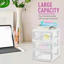 3 Drawer Plastic Storage, Drawer Unit, White Frame With Drawers Storage - 8.5L XX10H Inches - (1 Pack) - 1 - 查看 5
