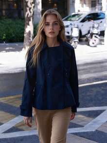 Women's Jacket For Autumn/Winter, With Practical Drawstring Pockets, Suitable For Cold Weather City Commute - Dark Blue - View 4