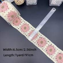 1yard Classic Hand-Crocheted Colorful Floral & Striped Lace Trim, Clothing & Accessory DIY Decoration, Embroidery, Water-Soluble Colored Striped Patterns, Exotic Style, Travel Photography, Lace Belt Matching, Crochet Embroidery, Suitable For Sewing And Handicraft DIY Decoration - Multicolor - View 12