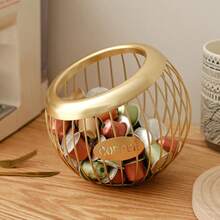 1pc Iron Fruit Basket, Coffee Capsule Storage Basket, Desktop Decor, Coffee Table Snack & Candy Organizer, Suitable For Valentine's Day, Party, New Year, Autumn/Winter Holiday Celebrations