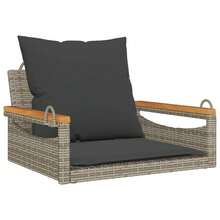vidaXL Hängesessel Mit Kissen Grau 63x62x40 Cm Poly Rattan - Grey - View 2