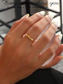 1枚女士时尚不锈钢金色戒指，适合日常佩戴 - 金色3 - 查看 10