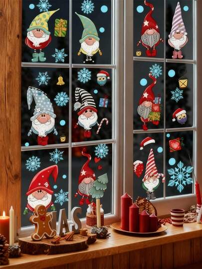 2pcs Removable PVC Wall Decals – [Christmas Window Stickers]Self-Adhesive Waterproof Wall Stickers For Home Decor, Room Decor, Wall Decor, And Kitchen – Easy To Apply, Ideal For Living Room, Bedroom, Or Office