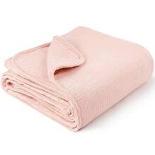 40" X 36" Unisex Baby Cotton Muslin Blanket, Double Layer Pure Cotton Infant Blanket, Super Soft & Lightweight