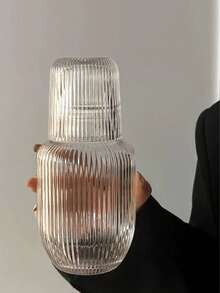 European Retro Embossed Teapot Set, Gemstone Grid Large Capacity Glass Cooling Pot For Coffee Sharing, Household Juice Pot Cup Set - Transparent - View 4