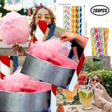 200 piezas Conos de algodón de azúcar de 7.7 pulgadas, soporte de palitos de algodón de azúcar de colores aleatorios para fiestas, eventos y elaboración de dulces en múltiples colores - Multicolor - Ver 1