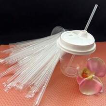 Pajitas cortas y largas para chocolate caliente, café americano helado, té con leche, café, adecuadas para varios tipos de tazas - transparente - Ver 2