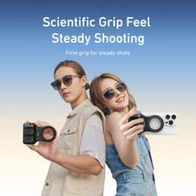 TELESIN Fun Shot 磁吸手机相机手柄 + C03 磁吸自拍补光灯套装，兼容 磁吸版和安卓系统，自拍/摄影/Zoom 通话/视频创作套装（黑色）