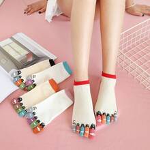 A Set Of Women's Short Tube Personality Cartoon Socks Colorful Toe Separator Five-Toe Socks For Girls - 3 - 查看 1