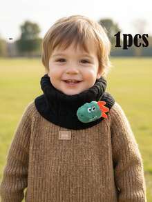 1pc Kids/Toddlers Dinosaur Knitted Scarf, Children's Cable Knit Neck Warmer, Autumn/Winter Warm Neck Gaiter, Cute Dinosaur Design